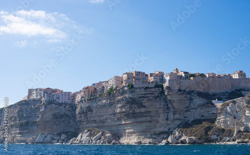 Bonifacio or town above a cliff full of rocks very old town in Corsica near Italy 