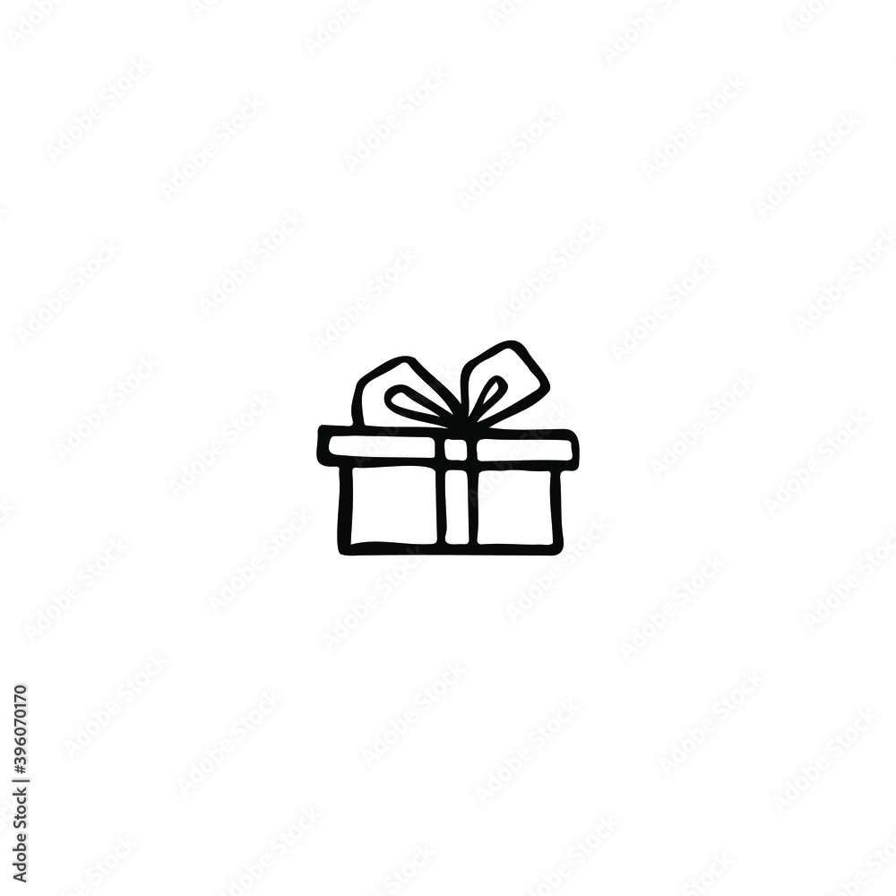 Fototapeta premium Single vector doodle element isolated on white background. Gift
