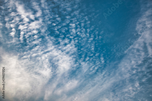 Beautiful cirrus cloudy bright blue sky background textures