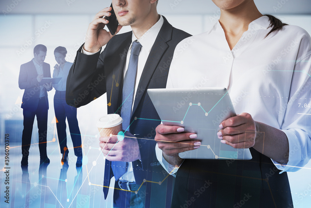 Fotografie People in office and graphs