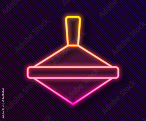 Glowing neon line Whirligig toy icon isolated on black background. Vector.