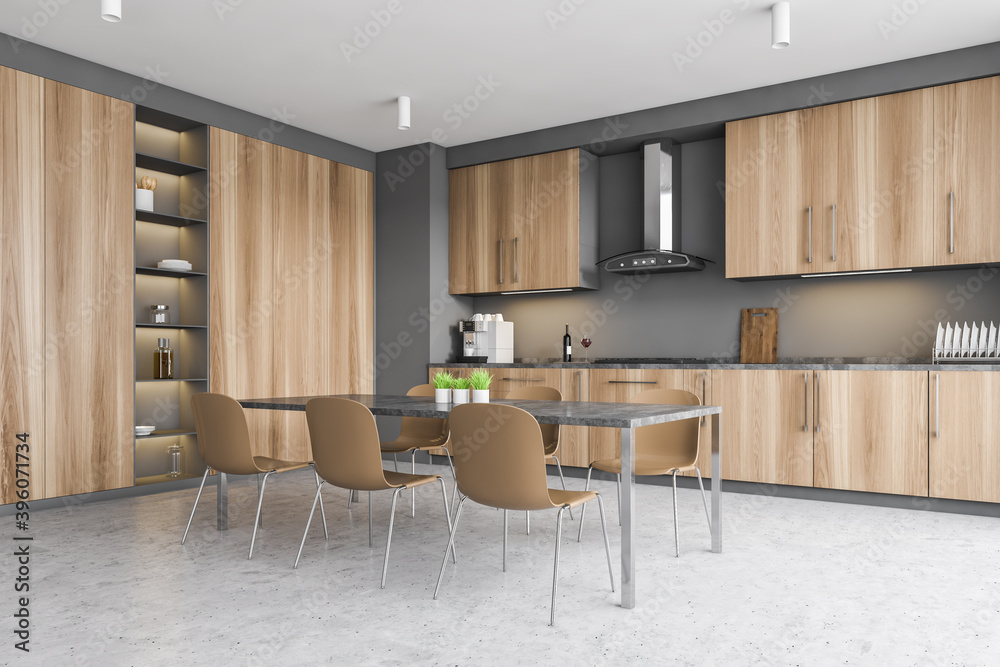 Modern gray kitchen corner with table Modern gray kitchen corner with table