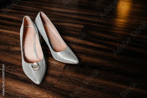 Wedding shoes with a wedding ring