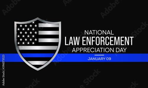 Vector illustration on the theme of National Law Enforcement appreciation day observed each year on January 9th across United States. photo