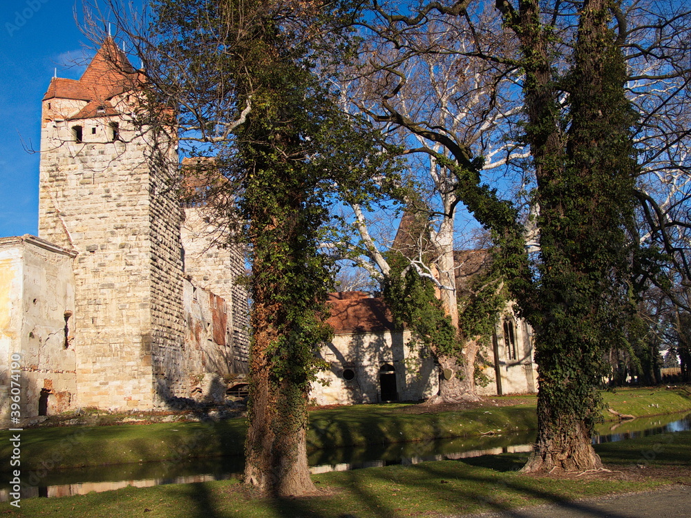 Ruin of the castle and chapel in Pottendorf,Lower Austria,Austria,Europe
