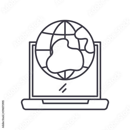 Global connection idea icon, linear isolated illustration, thin line vector, web design sign, outline concept symbol with editable stroke on white background.