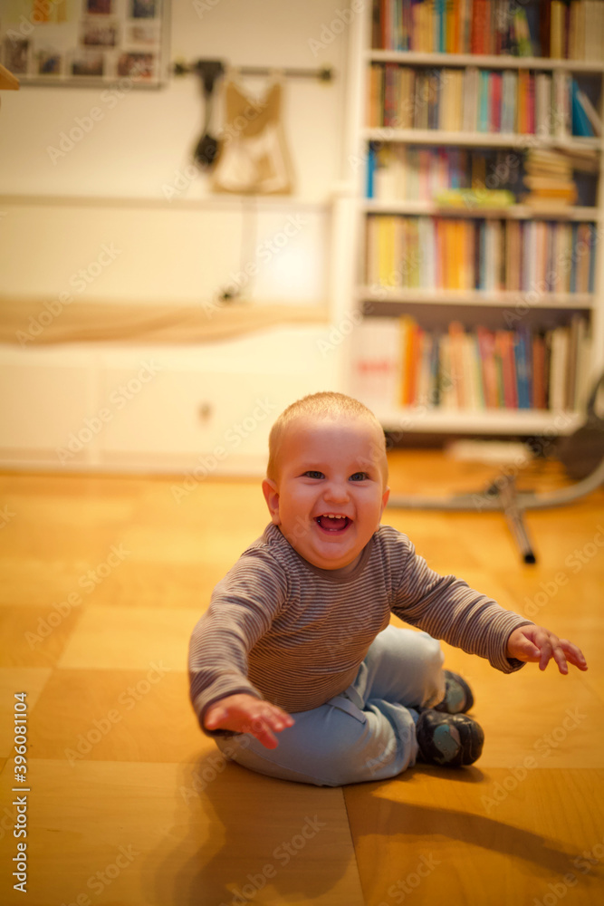 Naklejka premium My beautiful little brother playing 