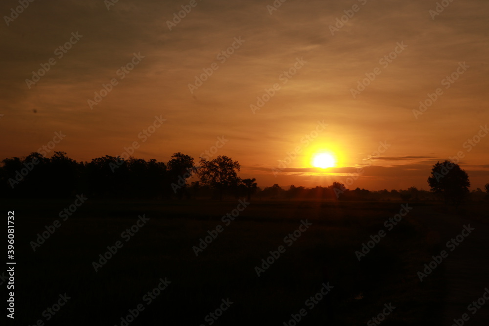 Sunrise and Orange light in the morning Sunrise and Orange light in the morning