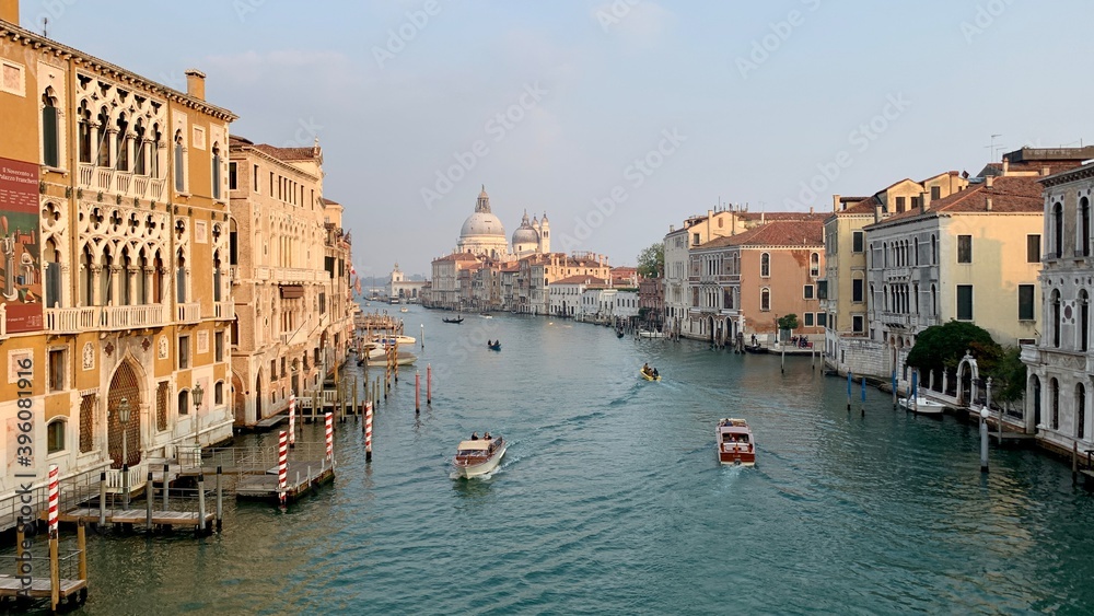 View of Canal Grande from Accademia Bridge, Venice, Italy.