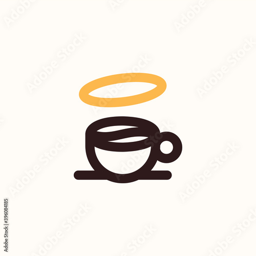 Holy cup of coffee simple icon and logo design concept