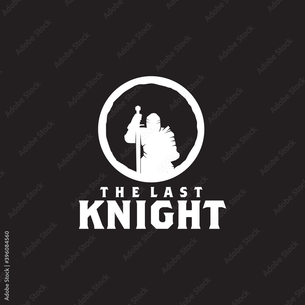 logo of Knight surrender with holding a saber in his hand logo of Knight surrender with holding a saber in his hand
