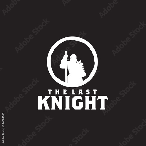 logo of Knight surrender with holding a saber in his hand