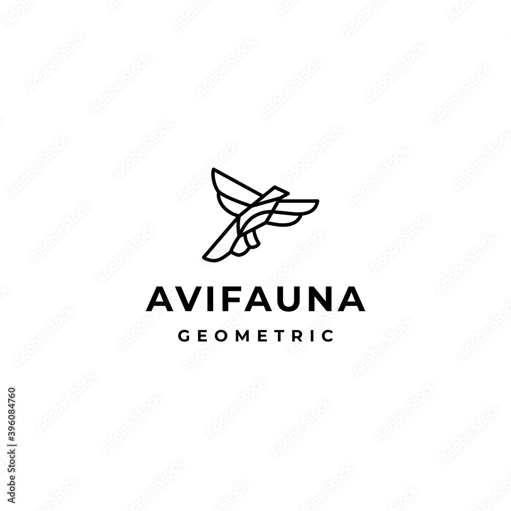 Geometric dove bird flying line style logo and icon design
