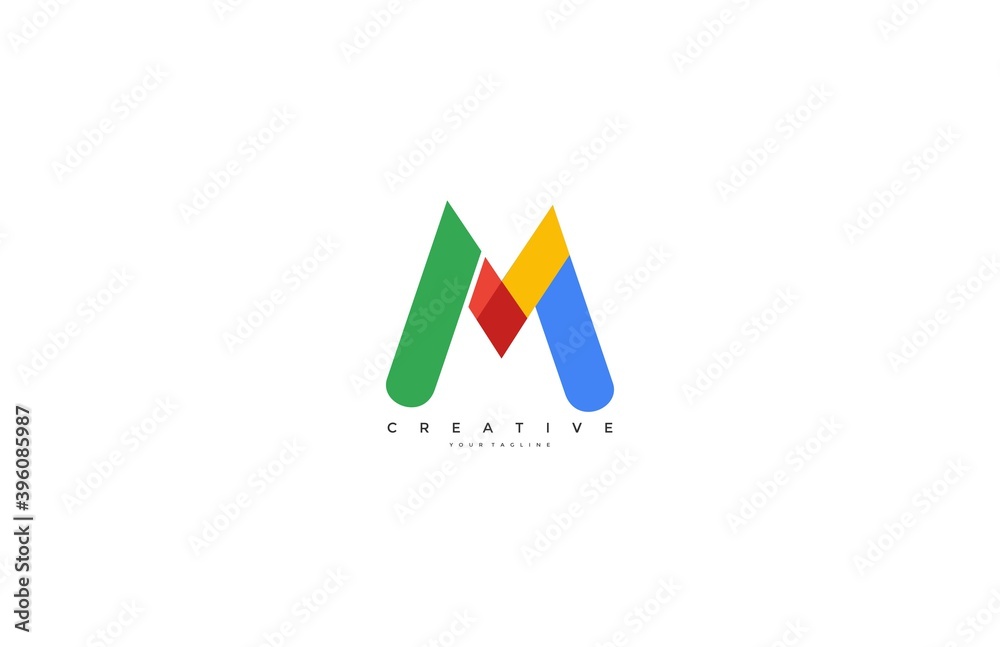 Letter M Bright simple colored logo vector image