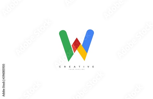 Letter W Bright simple colored logo vector image