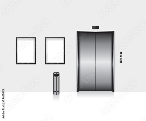 Elevator with closed door illustration