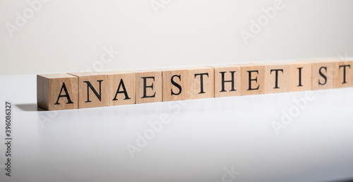 Dictionary definition of the word Anaesthetist. Close up.