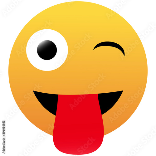 Vector face emoji emoticon with tongue out isolated on white background