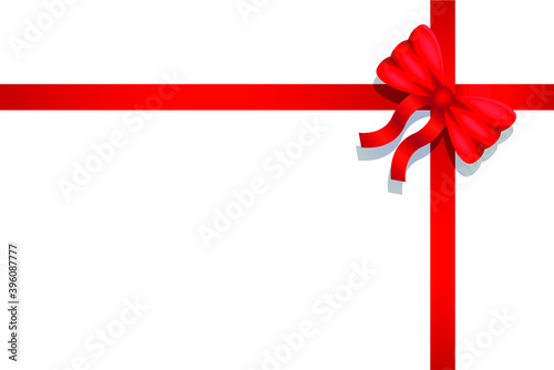 Vector ribbon design illustration. Red angular ribbon for your design as banner, flyer, brochure, postcard, envelop isolated on white background.