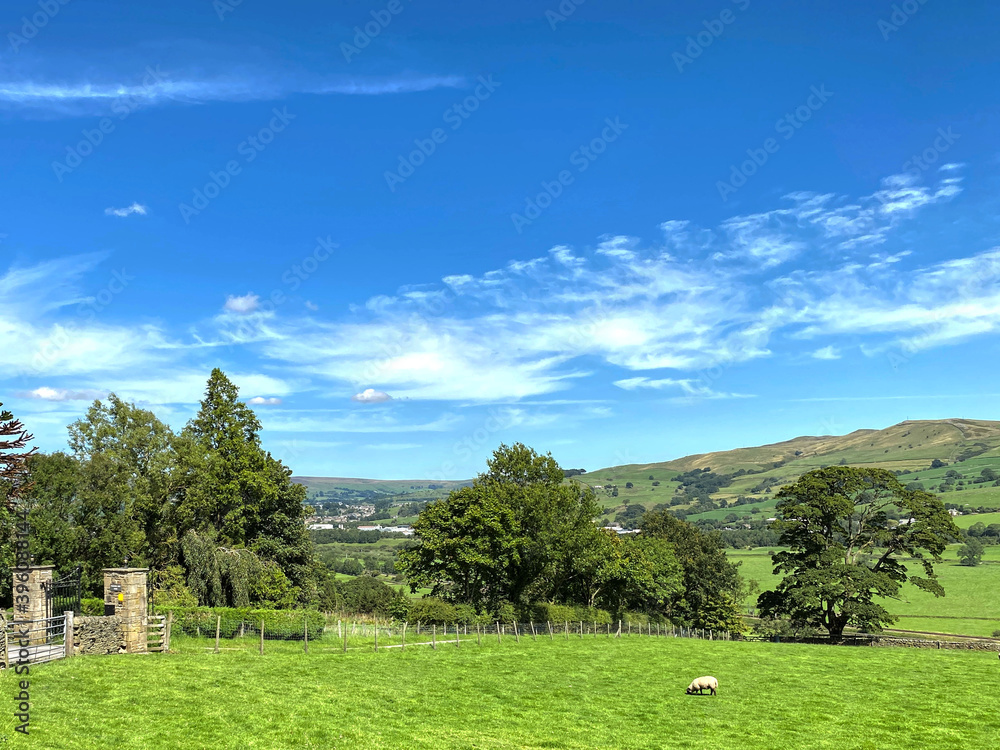 Landscape view, looking across the Airedale Valley, toward Skipton, Yorkshire, UK Landscape view, looking across the Airedale Valley, toward Skipton, Yorkshire, UK