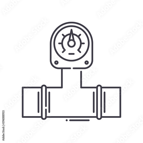 Gas pressure meter icon, linear isolated illustration, thin line vector, web design sign, outline concept symbol with editable stroke on white background.