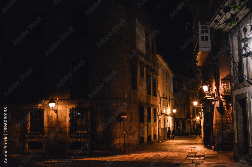 old streets of galicia at night