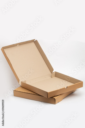 Pizza carton boxes on white background