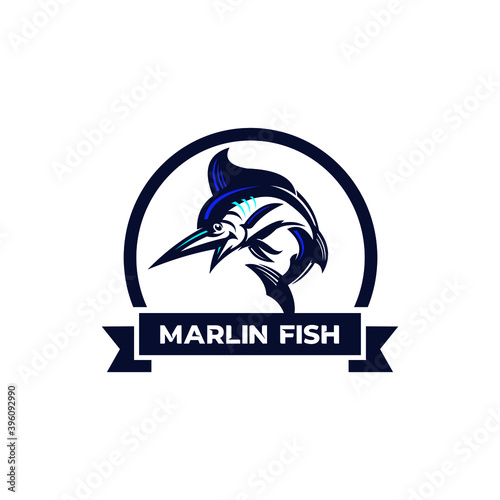 marlin fish jumping logo, smart icons for company, vector illustrations