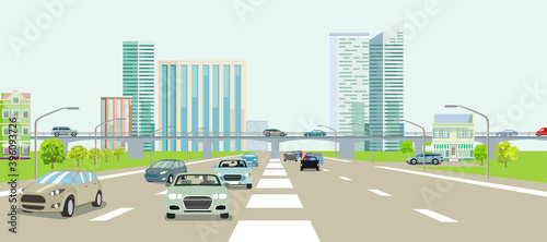 Schnellstraßen vor einer Großstadt illustration