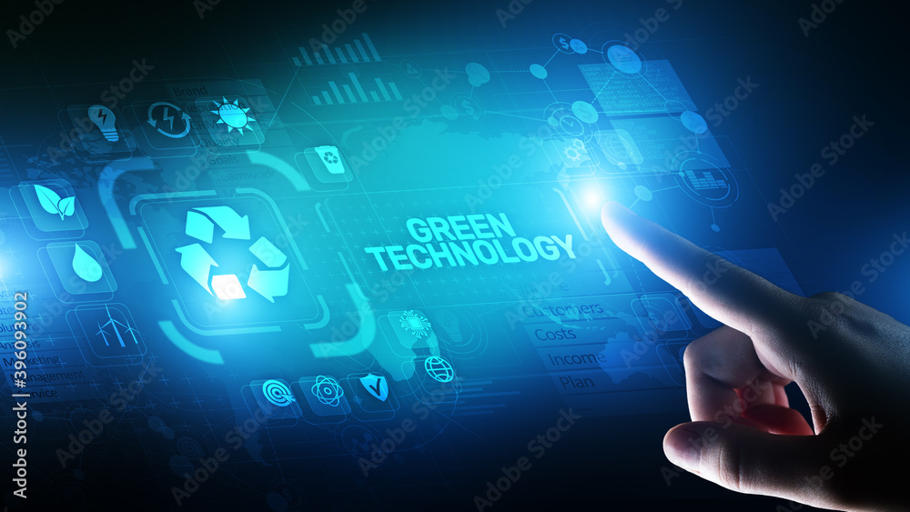 Green Technology Recycling Ecology Earth Saving concept on virtual screen. Green Technology Recycling Ecology Earth Saving concept on virtual screen.