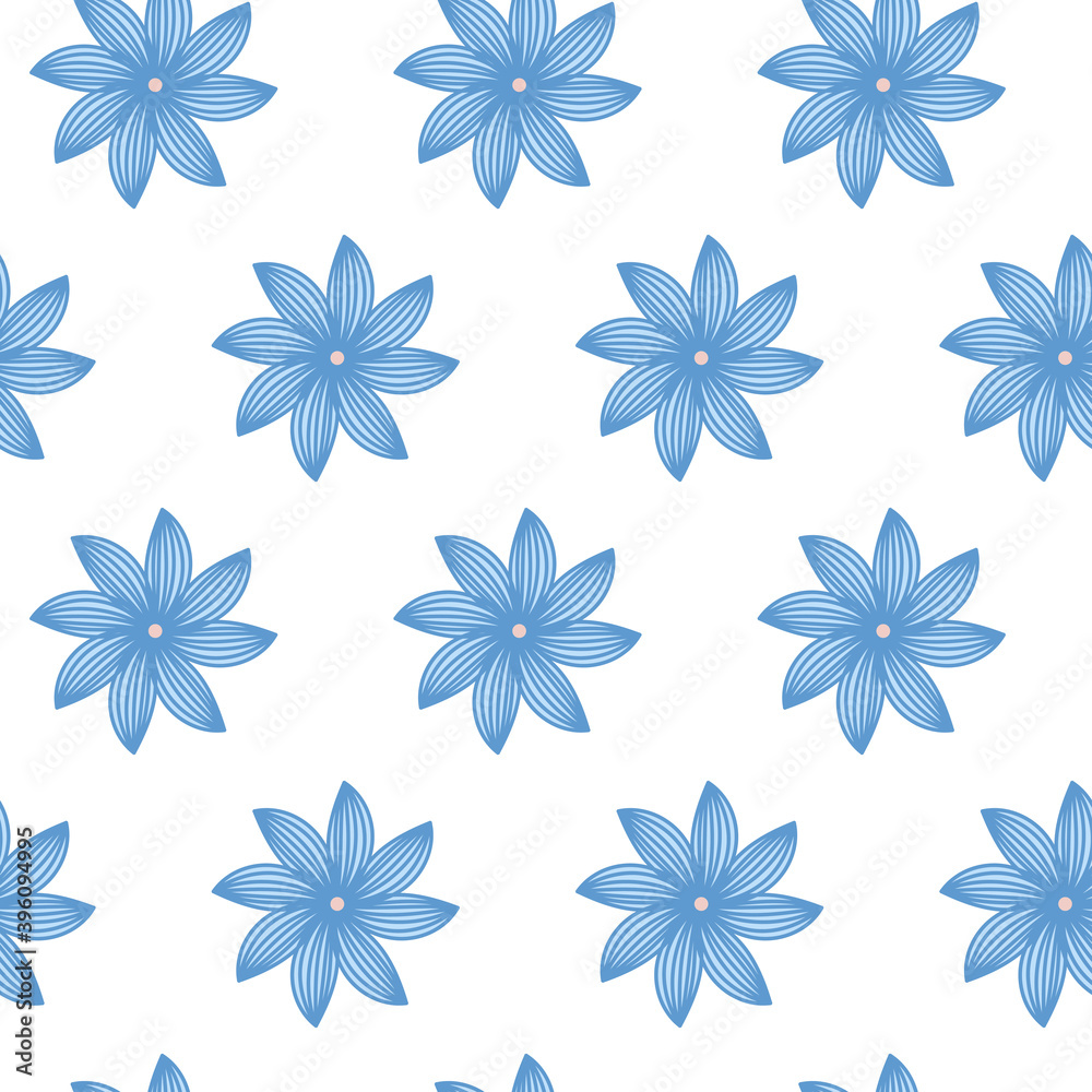 Floral seamless vector natural pattern. Geometric linear elements.