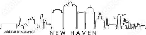 NEW HAVEN Connecticut  SKYLINE City Outline Silhouette
