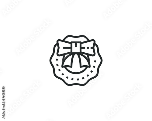 Christmas Wreath Icon Vector Illustration .