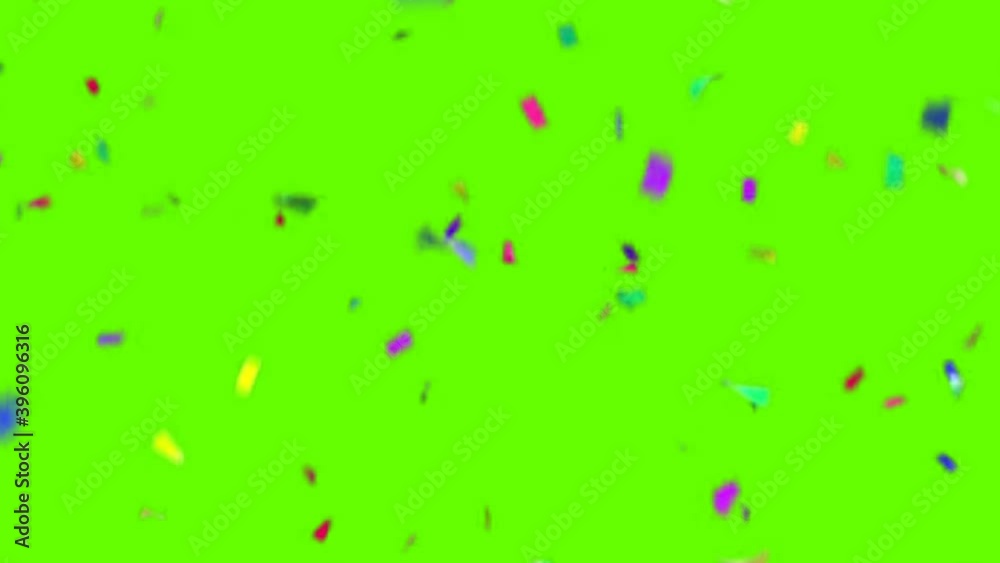Multicolour Confetti Falling On Green Screen Background 4K Animation