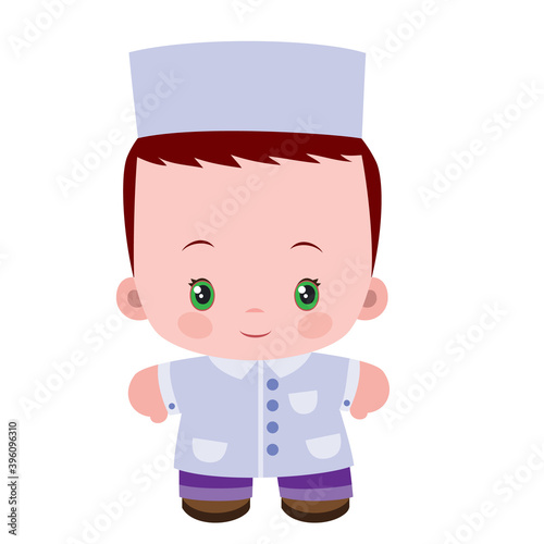 cute doctor man in flat style, cartoon illustration, isolated object on white background, vector,
