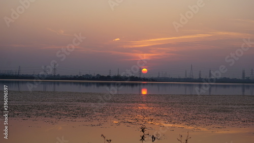 sunset over the river