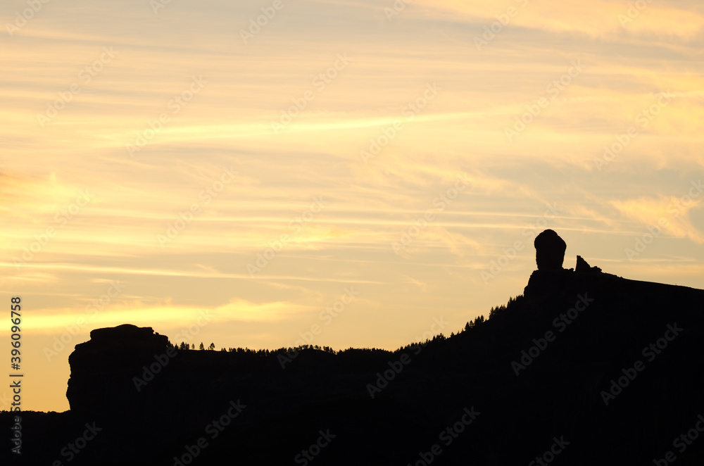 View of the Roque Nublo at dawn. The Nublo Natural Monument. Tejeda. Gran Canaria. Canary Islands. Spain.