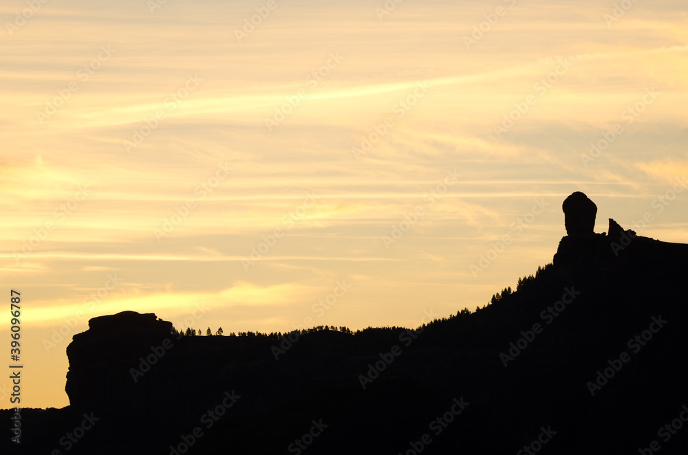 View of the Roque Nublo at dawn. The Nublo Natural Monument. Tejeda. Gran Canaria. Canary Islands. Spain.