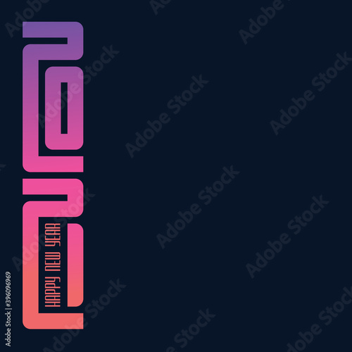 Wallpaper Mural Happy new year. Minimalistic calendar cover for 2021 or brochure, typographical illustration or greeting card. Inscription 20 21 looks like Arabic script. Print for t-shirt. Torontodigital.ca