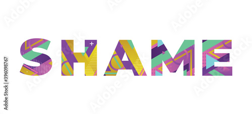 Shame Concept Retro Colorful Word Art Illustration
