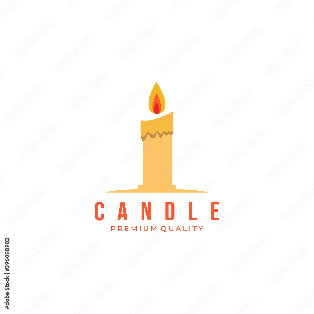 Obraz premium Candle Light Logo Vector Illustration Design Art Icon Simple