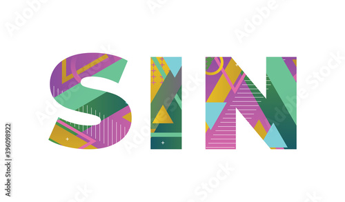 Sin Concept Retro Colorful Word Art Illustration