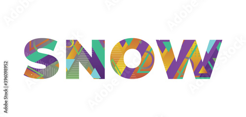 Snow Concept Retro Colorful Word Art Illustration