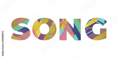 Song Concept Retro Colorful Word Art Illustration