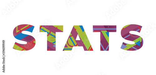 Stats Concept Retro Colorful Word Art Illustration