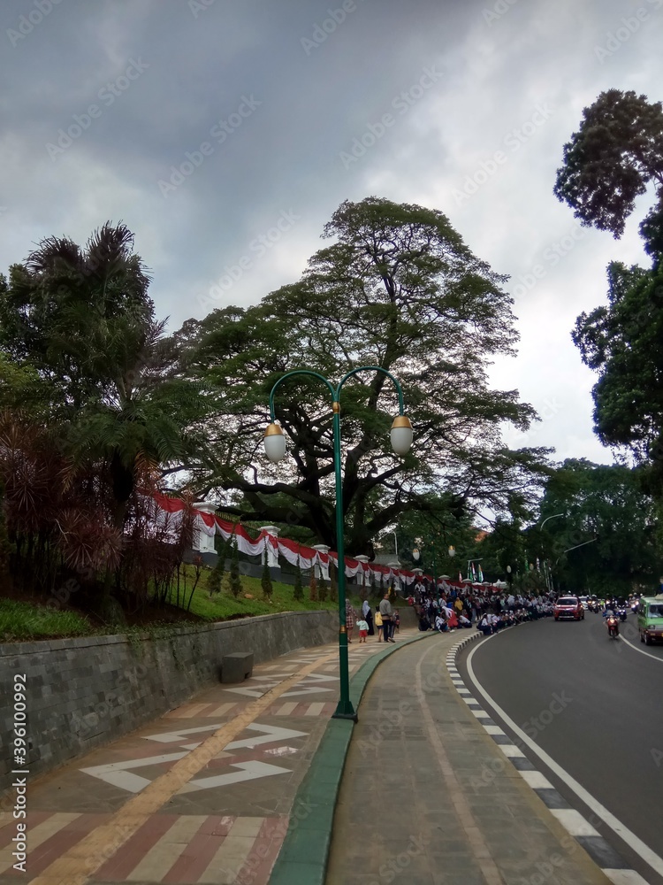 widening the pedestrian zone in the car free day activities in Bogor Botanical Gardens