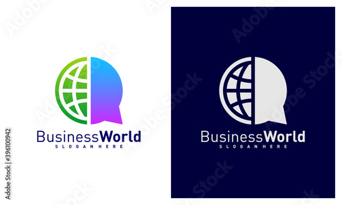 World Chat logo vector template, Creative world logo design concepts