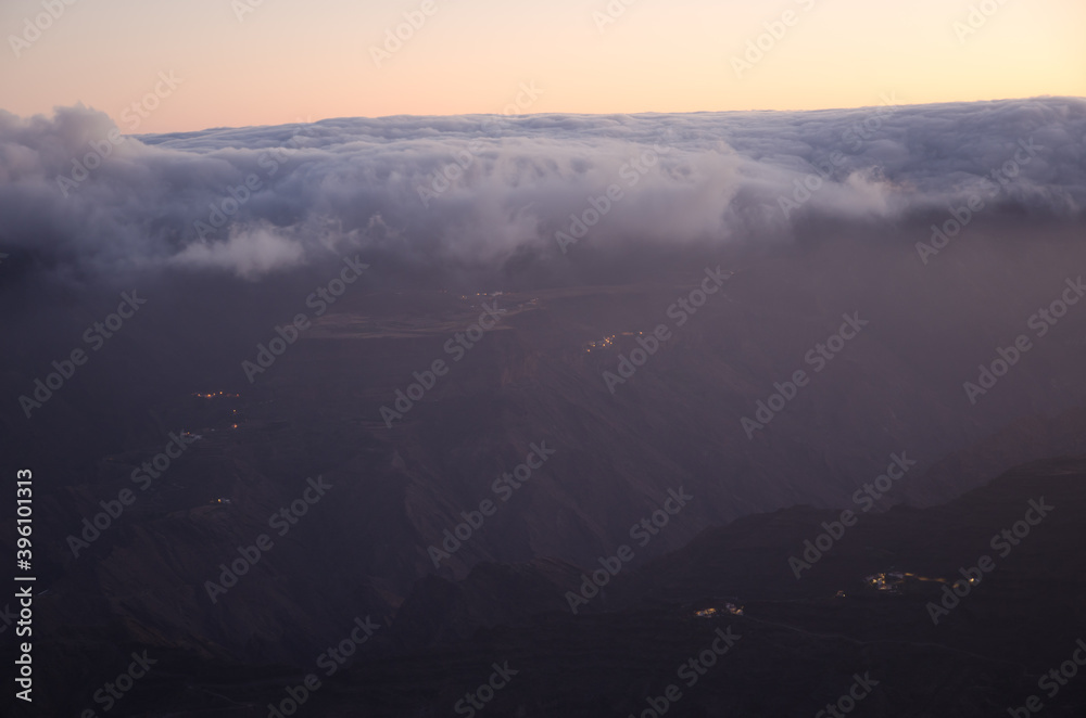 Sea of clouds over the Mesa de Acusa at dawn. The Nublo Rural Park. Gran Canaria. Canary Islands. Spain.
