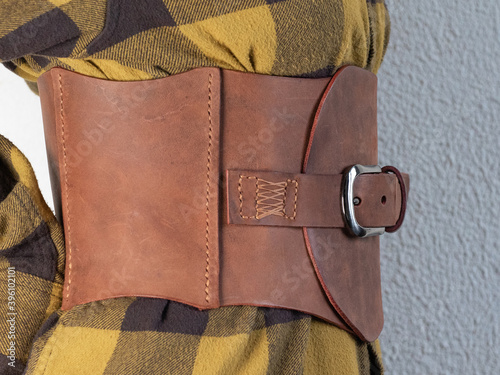 Canvas Print Women wide brown leather belt with buckle