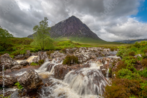 The river coupall waterfall and Buachaille Etive Mor